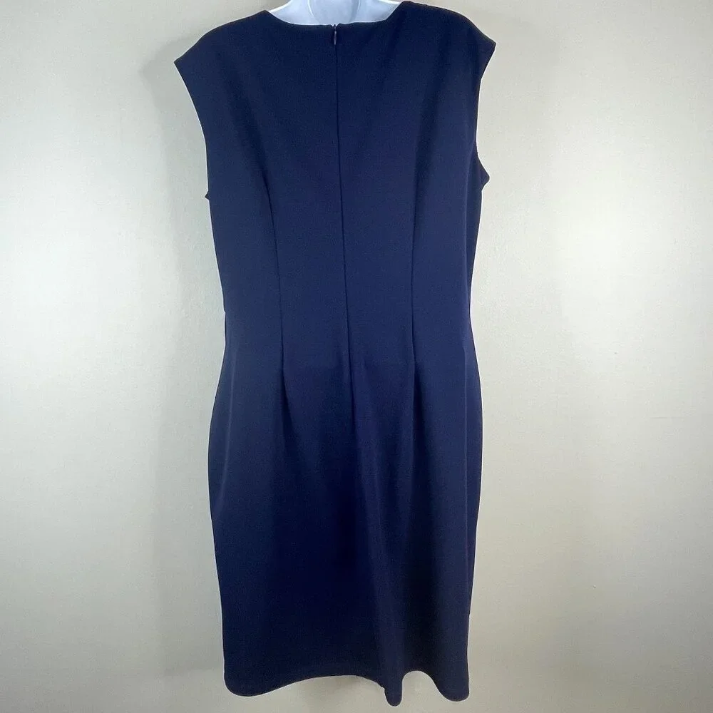 Womens Side Knot Sheath Dress XLarge Navy Blue Timeless Classic Career Night Out